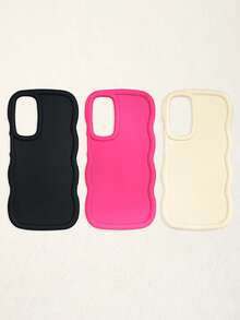 3pcs Dopamine Wave Pattern Phone Cases, Compatible With IPhone & Galaxy, 16, 16 Pro Max, 16 Pro, 16 Plus, White, Black, Pink,International Version, Not The Domestic Version - Multicolor - View 53