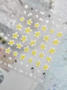 1pc Tropical Magnolia Coconut Tree 5D Nail Stickers Summer Beach Shell Starfish Nail Decoration Stickers DIY Nail Decoration - Multicolor - View 3