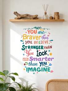 Colorful English Inspirational Quotes Wall Stickers, Decorative Wall Art, Motivational Phrases, Self-Adhesive Wall Decals, Learning Space Decoration - Multicolor - View 4