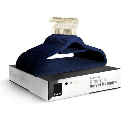 - Paquete de 50 Perchas de Terciopelo (41,5 cm), Antideslizantes, con Barra de Corbata y Gancho de 360 Grados, para Almacenamiento en el hogar, Duradero, Resistente y Ahorra Espacio (Azul,44540216