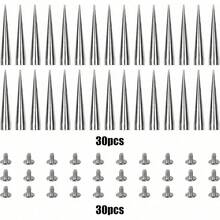 30PCS 40MM Spike And Studs Silver Cone Spikes Punk Large Size Leather Rivets Screwback Studs Rivets Set For Punk Style Clothing Accessories - Default - View 3