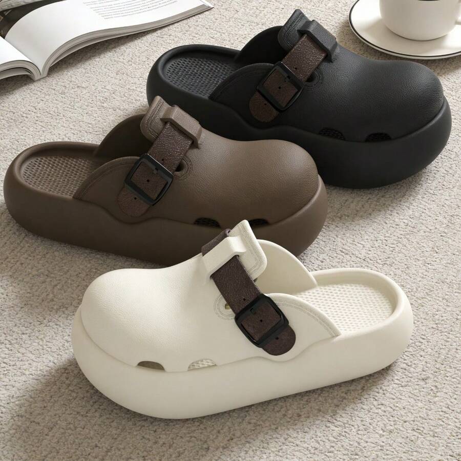 Sandalias de playa casuales, transpirables y con hebilla para mujer - Blanco - Ver 1