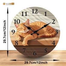 1 Piece, 10inch, Cat Sleeping On A Wooden Surface, Wooden Home Silent Wall Clock - 2D Flat Print, Suitable For Decorating Restaurants, Kitchens, And Cafes, Easter, Valentine's Day Gift (AA Batteries Not Included),Mothers Day Gift,Living Room,Alarm Clock,Reloj De Pared Para Sala,Dorm Decor,House Deocr,Kitchen Deccor - Style/Multiple Colors/10in/25cm - View 10