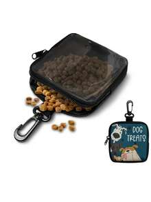 Zippered Dog Training Treat Bag - Portable Polyester Pet Treat Pouch, Suitable For Outdoor Activities And Walking, Colorful Design, Single-Sided Printing, One Side Transparent, Essential For Dog Walking | Vibrant Pet Accessory | Durable Zipper Closure - Multicolor - View 3