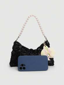 Dedoo Borsa con perle e motivo floreale, portafoglio elegante da donna, outfit per feste di gala, borse per balli di fine anno, articoli da matrimonio, regali per donne - nero - Visualizzare 7