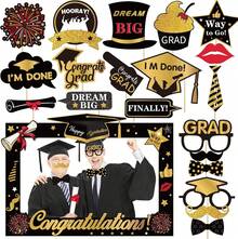 22 Pcs 2026 Graduation Photo Booth Props Kit Large Frame Congrats Class Of 2026 Signs For Party Favors Decor - Vàng đen - Xem 9
