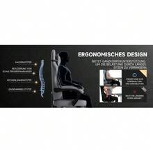 PVC Leather Gaming Chair, Gaming Chair With Massage Pedals, Ergonomic Computer Chair, Gaming Chair, Office Chair, 150 Kg Load Capacity, Grey - Grey - View 9