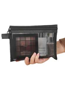 Bolsa de cosméticos de malla transparente, organizador de cables portátil negro, también adecuado para bolsa de artículos de tocador y almacenamiento de escritorio - Multicolor - Ver 6