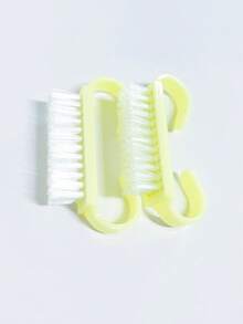 带柄指甲刷，多功能透明塑料指甲清洁抛光器，亮片圆头指甲刷，柔软短柄指甲刷 - 彩色 - 查看 16