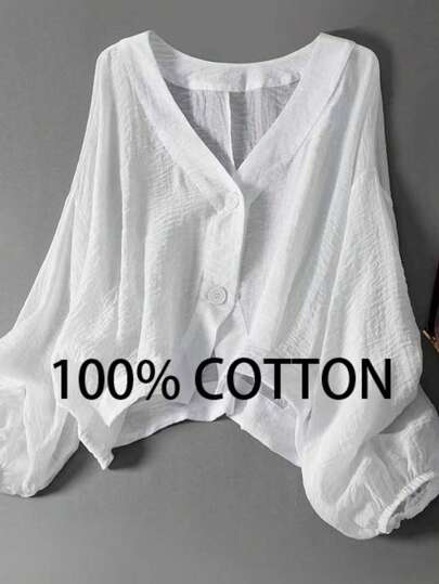 2026 Women's Loose-Fit Lightweight Long-Sleeve Shirt: 100%, Slightly Sheer Design, Slim-Fit Cut,, Casual Style, Youthful-Looking Long-Sleeve Shirt