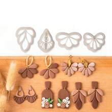 1件/4件套粘土耳环切割器，4种经典几何形状聚合物粘土首饰切割工具 - 白色 - 查看 7