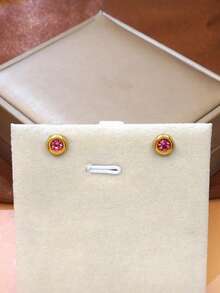 Bộ trang sức 3 món bằng thép không gỉ dành cho nữ, mặt dây chuyền tròn đính đá màu hồng đậm, vòng cổ và bông tai, thời trang sang trọng, thích hợp làm quà tặng dự tiệc, đám cưới, kỳ nghỉ, tựu trường, quà tặng cho Ngày của Mẹ, sinh nhật. - Nhiều màu - Xem 6