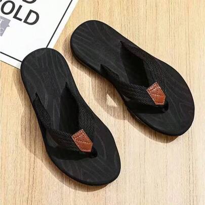 Dép xỏ ngón nam mùa hè, dép quai ngang chống trượt, dép ngoài trời cao cấp thoáng khí, phù hợp mọi mùa, đi chơi và nghỉ mát ở bãi biển, màu trơn và họa tiết sọc, mũi tròn, buộc dây, phần trên và lớp lót bằng vải, đế ngoài bằng EVA và cao su, không có lót trong.