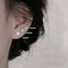 Đôi bông tai lấp lánh nhiều màu sắc được làm từ bạc sterling 925 dành cho nữ, thích hợp để đeo hàng ngày và làm quà tặng. - bông tai zircon óng ánh - Xem 2