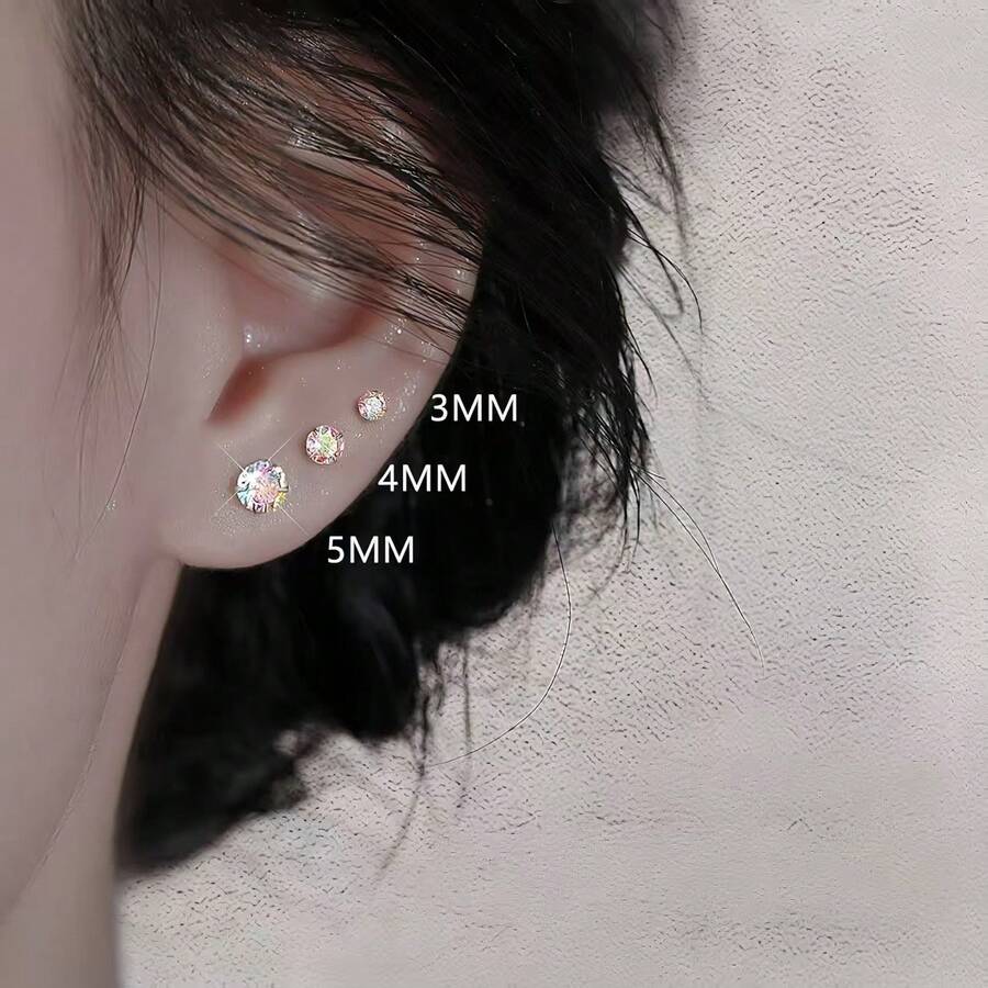 Đôi bông tai lấp lánh nhiều màu sắc được làm từ bạc sterling 925 dành cho nữ, thích hợp để đeo hàng ngày và làm quà tặng.