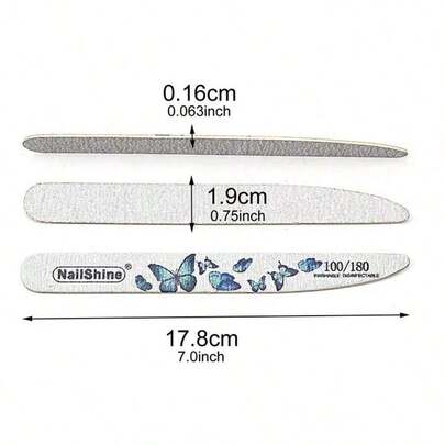 1 cái dũa móng tay 100/180 grit, dũa móng hai mặt, có thể rửa được, dụng cụ đánh bóng móng tái sử dụng, dụng cụ làm móng, thích hợp cho móng tự nhiên, móng acrylic, sử dụng tại nhà và salon.