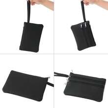 Original Design Wristlet Wallet - Small Clutch Bag With Wrist Strap - Black/Pu-lychee - View 6