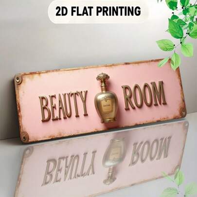 Biển hiệu kim loại phẳng 2D gắn tường phong cách cổ điển mộc mạc màu vàng hồng - Tấm trang trí chữ bằng kim loại trang nhã, thích hợp trang trí văn phòng - Trang trí theo phong cách đồng quê, món quà lý tưởng cho Giáng sinh và các sự kiện, phẳng 2D, hoàn hảo để trang trí phòng.