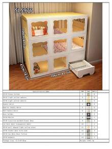 猫砂盆围栏，一体式猫笼，猫别墅，猫屋，室内猫家具，节省空间 - 彩色 - 查看 15