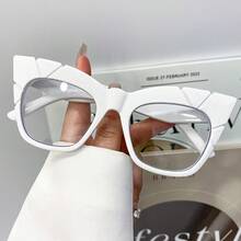 New Cat-Eye Fashionable Versatile Glasses| Candy Color Combinations, Suitable For Both Men And Women For Everyday Casual Wear And Decoration, Full-Frame Lenses With Gold Hinges. - 黑色的 - 查看 8