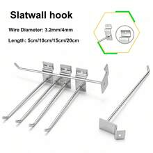 5pcs Slotted Panel Hooks Heavy-Duty Multi-Functional Hooks Grid Metal Pegboard Rack Garage Storage Organizer Clothing Display Rack - Slotted Hook - View 1