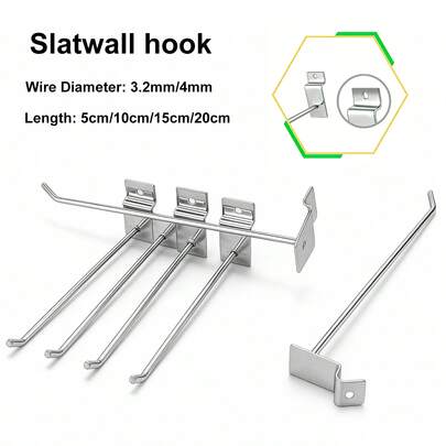 5 stuks sleufpaneelhaken, zware multifunctionele haken, metalen prikbordrek, opbergrek voor in de garage, kledingrek.