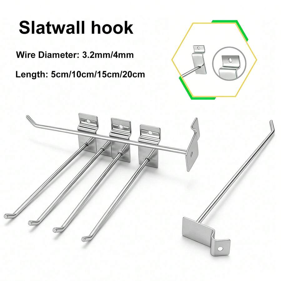 5pcs Slotted Panel Hooks Heavy-Duty Multi-Functional Hooks Grid Metal Pegboard Rack Garage Storage Organizer Clothing Display Rack - Slotted Hook - View 1