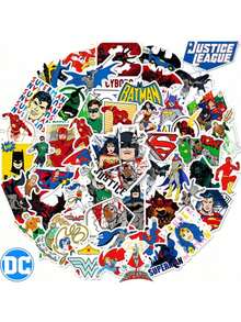 DOBBLE Bộ 50 miếng dán DC bằng PVC chống thấm nước, hình nhân vật Justice League hoạt hình, thích hợp dán lên sổ tay và nhật ký. - Nhiều màu - Xem 2