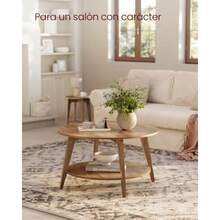Wentu Store  VASAGLE Mesa de Centro Mesa Redonda 2 Niveles para Sala de Estar 80 x 45 cm Diá. x Alto Montaje Fácil Marrón Miel MLCT243K41V1  179595 - Marrn miel - Ver 4