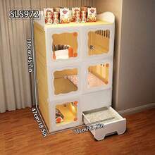 猫砂盆围栏，一体式猫笼，猫别墅，猫屋，室内猫家具，节省空间 - 彩色 - 查看 4