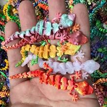 彩色随机2/5/10/20个装派对礼品包，可活动的3D打印壁虎，彩色动物模型，适合用作生日礼物袋、派对填充物、课堂奖励和嘉年华奖品，多种颜色随机3D打印动物 - 彩色 - 查看 3