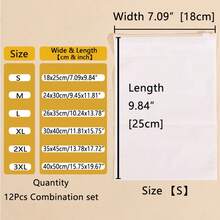 10/12/55个装哑光EVA透明PE拉链袋，白色半透明衣物收纳袋，旅行整理和换季衣物打包必备，便携式旅行鞋袋，节省空间防尘收纳袋 - 白色 - 查看 22
