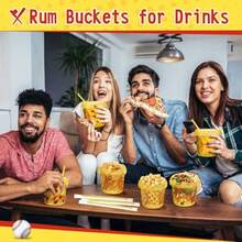 12 Set 25 Oz Plastic Drink Buckets With Straws Handles Lids Reusable Cocktail Rum Buckets 750ML Smoothie Milk Tea Cups  Containers Pails Sport Party Supplies - View 5