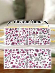 1pc 11oz/15oz Custom Mother's Day Name Mug, Personalized Coffee Cup With Printed Name. The Wrap-Around Pattern On The Mug Can Be Customized With Up To 8 Children Holding Their Mother's Hand. This Mother-Themed Mug With Floral Elements Is An Ideal Gift For Mom And A Unique, Thoughtful Present - 款式3 - 查看 22