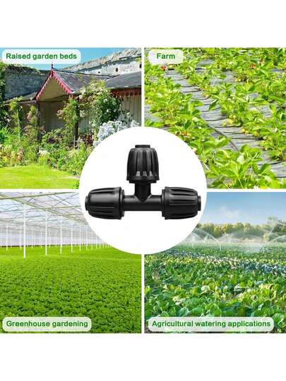 Bộ 1/5 đầu nối ống tưới nhỏ giọt sân vườn, phụ kiện ống PE 16mm, đầu nối ba chiều cho hệ thống tưới nông nghiệp, dùng cho tưới tiêu làm vườn và nông trại.