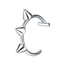 3 Piecesclip-On Nose Ring Set, Hip-Hop Style Personalized Stainless Steel Lip Ring Accessory Decoration Fake Perforated Accessory Set, Party And Holiday Gift - 3 Silver Lip Rings - View 6