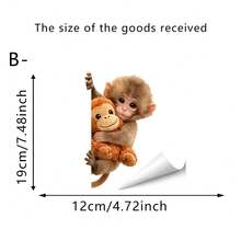 1/4pcs Cute Monkey Car Stickers, Removable Waterproof Self-Adhesive Vinyl Car Window And Bumper Decorations, Suitable For SUVs, Trucks, And Laptops. - Car Stickers - View 12
