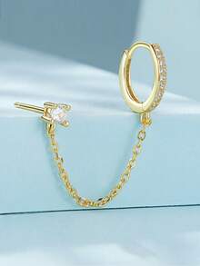 1 đôi bông tai bạc S925 hình học dạng vòng tròn, phong cách tối giản sang trọng, cá tính, độc đáo, sáng tạo, đa năng, không gây dị ứng, phù hợp cho đi làm hàng ngày, dự tiệc, làm quà tặng. - Xích - Xem 3