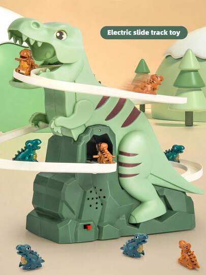 Kids Interactive Light-Up Dinosaur Slide Toy, Self-Assembly Develops Hands-On Ability And Hand-Eye Coordination, Fun Intellectual Toy For Parent-Child Interaction, Suitable For Boys And Girls Over 3 Years Old, Creative Gift And Birthday Present