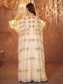SUPGIR Plus Size Women's Sequin Embellished Stand Collar Dress Spring - Apricot - View 5