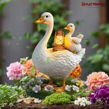 Cute Duck Family Garden Stake | Whimsical White Metal Summer Yard Art For Dad, Fairy Garden Decor That Makes Neighbors Smile, Weatherproof No-Electricity Outdoor Gift For Father's Day Graduation, Ready To Ship - Mother Duck and Duckling Garden Post - View 4