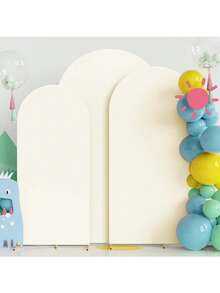 Tela de fondo arqueada de 1,83 m, 2 m, 2,19 m, color beige, tela elástica a ambos lados, adecuada para arco de boda, decoración de fiesta de cumpleaños (no incluye el marco del arco, solo la tela de fondo) - Ver 5