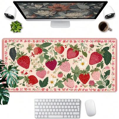 1 chiếc, Nhiều kích cỡ có sẵn, Tấm lót chuột họa tiết sáng tạo với hình dâu tây và khung viền, đế cao su chống trượt, thảm trải bàn lớn, món quà lý tưởng cho Halloween, Giáng sinh, sinh nhật, các ngày lễ dành cho nam, nữ, bạn bè, nghệ sĩ, game thủ, đồ dùng văn phòng, trang trí văn phòng.