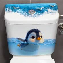 Stiker Toilet Bergambar Penguin Kartun Gaya Laut, Dekorasi Kamar Mandi Lucu Perekat Sendiri, Stiker Dinding Hewan Lucu Tahan Air - MultiWarna - View 7