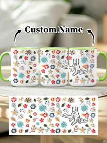 1pc 11oz/15oz Custom Mother's Day Name Mug, Personalized Coffee Cup With Printed Name. The Wrap-Around Pattern On The Mug Can Be Customized With Up To 8 Children Holding Their Mother's Hand. This Mother-Themed Mug With Floral Elements Is An Ideal Gift For Mom And A Unique, Thoughtful Present - 款式4 - 查看 32
