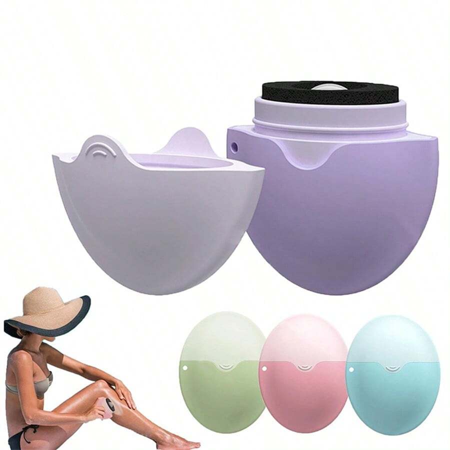 Aplicador de rodillo portátil para protector solar - Aplicador de esponja recargable para protector solar, adecuado para adultos y familias, amigable para viajar (Morado/Rosa/Azul/Verde) - Multicolor - Ver 1