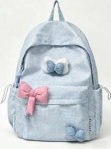 1pc Girls Bowknot Backpack, Lightweight School Bag For Elementary Students, Princess Style Commuter Bag - Back-to-school Backpack for Little Girls With Bows - View 4