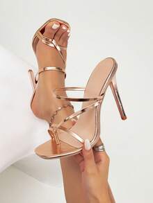 Giày sandal cao gót mũi nhọn màu sâm panh thời trang dành cho nữ, phù hợp cho đám cưới, tiệc tùng, tiệc chiêu đãi, hẹn hò, thanh lịch và gợi cảm. - Rượu sâm banh - Xem 1