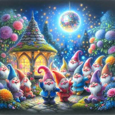 5D圆形钻石画套装，可爱矮人，全钻钻石画套装，适合初学者，手工DIY钻石画宝石艺术家居墙面装饰礼品