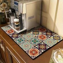 1pc, Coffee Mat – Protects Against Stains, Highly Absorbent, Rubber Backing, Quick-Drying, Suitable For Kitchen Countertops, Coffee Bars, Utensil Drying Mats. Ideal For Use With Coffee Machines, Coffee Pots, And Espresso Makers. - Multicolor - View 12